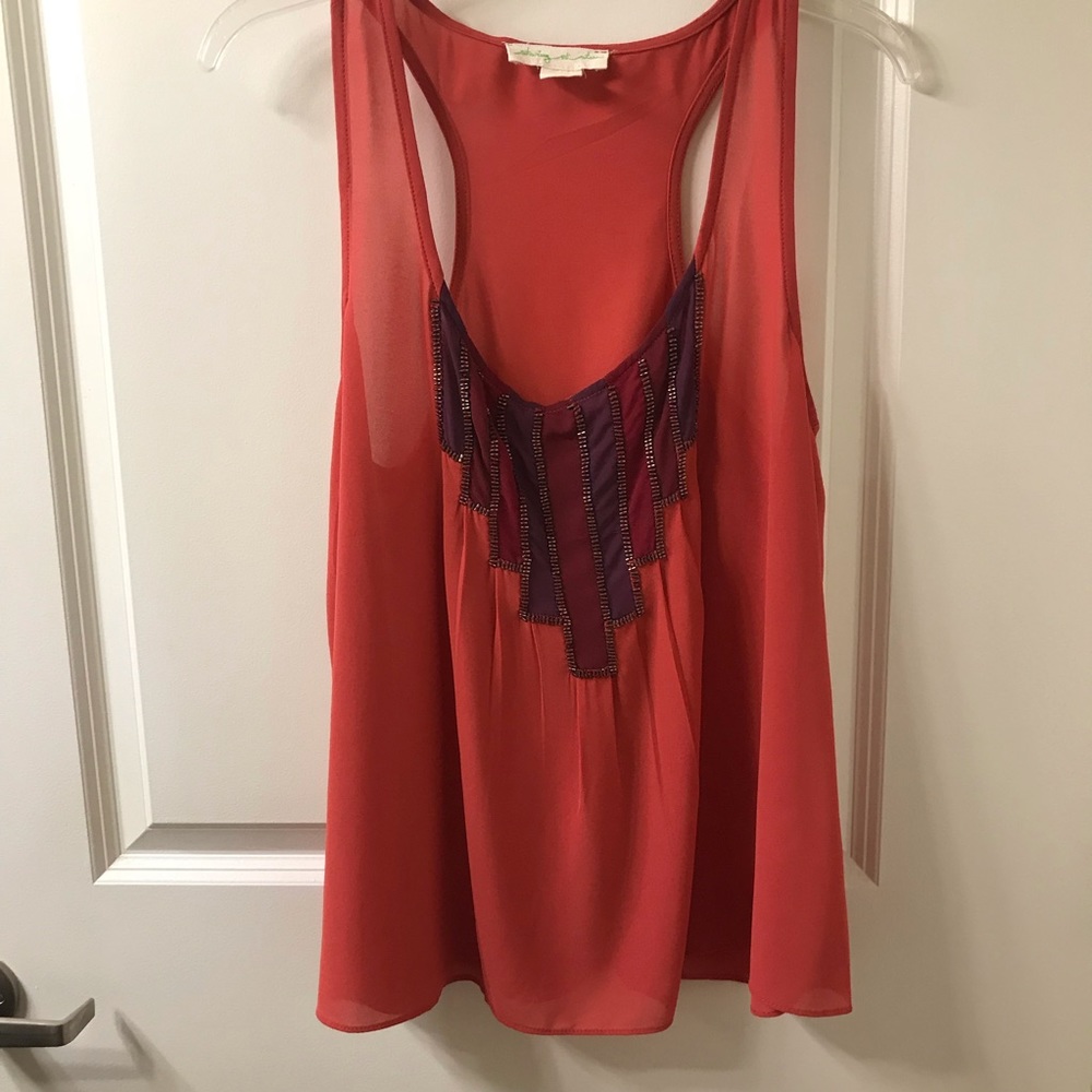 Salmon Beaded Tank